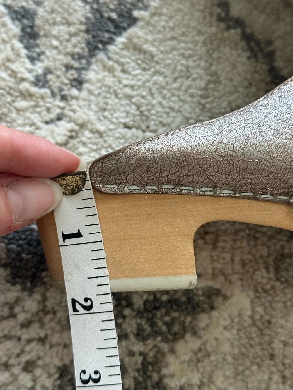 Chanel Metallic Silver Crack Leather Wooden Clogs Size 38